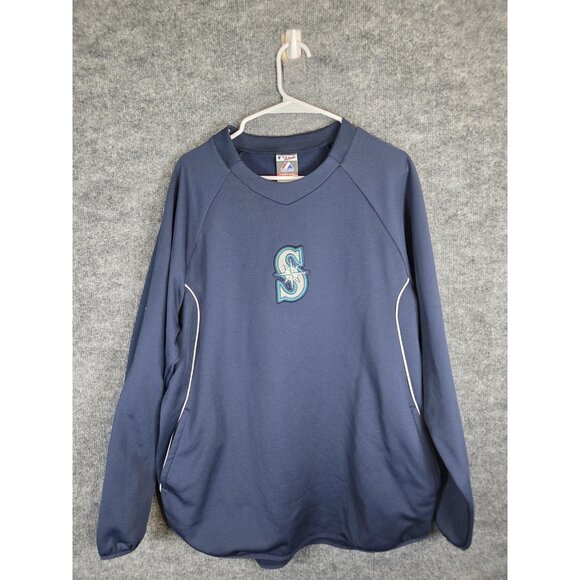 Seattle Mariners Jacket Mens Large MLB Baseball Therma Base Majestic Pullover - Picture 1 of 10